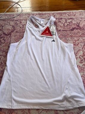 adidas White Training Tank with Black Logo